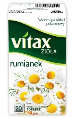 Herbata ziołowa w torebkach Vitax, rumianek, 20 sztuk x 1.5g