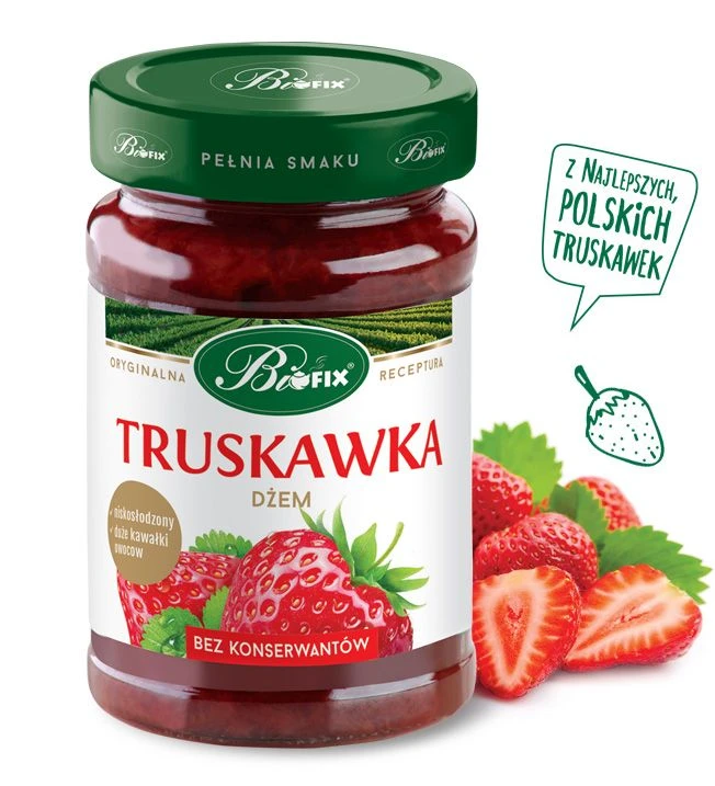 Dżem BiFix, truskawkowy, niskosłodzony, 290g