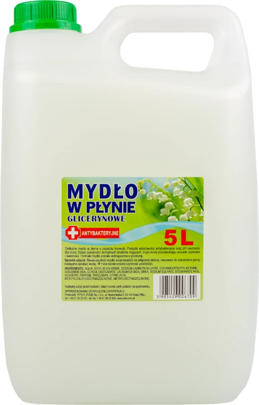 Mydło w płynie, antybakteryjne, glicerynowy, biały, zapas, 5l (c)