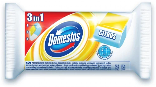 Kostka do WC Domestos, 3w1, zapas, cytrynowy, 40g