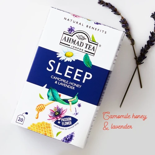 Herbata funkcjonalna w kopertach Ahmad Tea Sleep Healthy Benefit, 20 sztuk x 1.5g