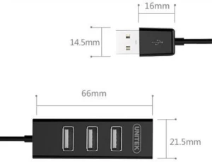 Rozgałęziacz - Hub Unitek Y-2140, 4x USB 2.0 mini, czarny