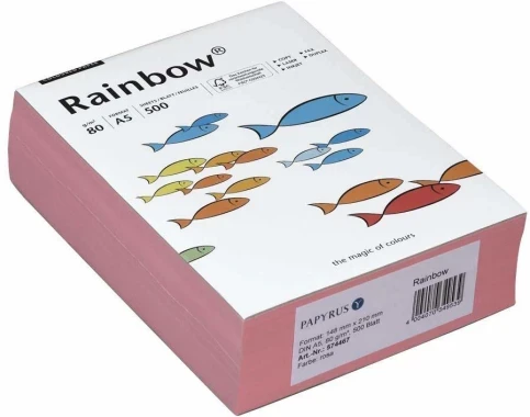 Papier ksero ekologiczny Rainbow Papyrus, A5, 80g/m2, 500 arkuszy, różowy (R55)