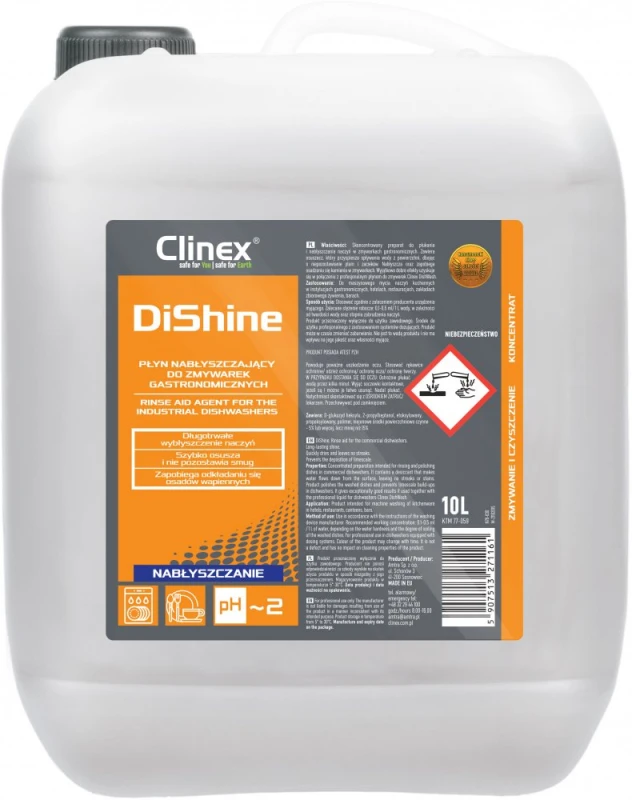 Płyn nabłyszczający do zmywarek Clinex DiShine, 10l