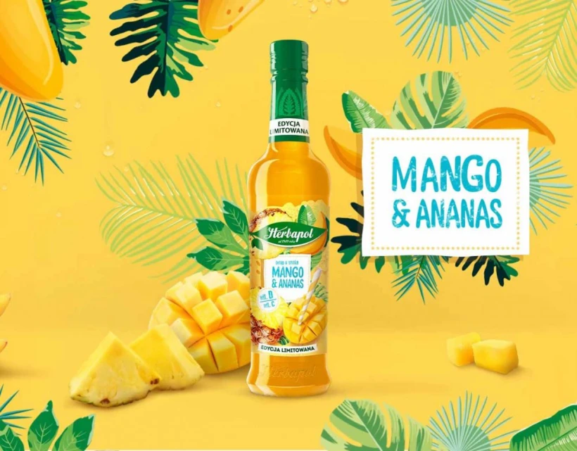 Syrop Herbapol Sezonowe Smaki, mango i ananas, 420ml