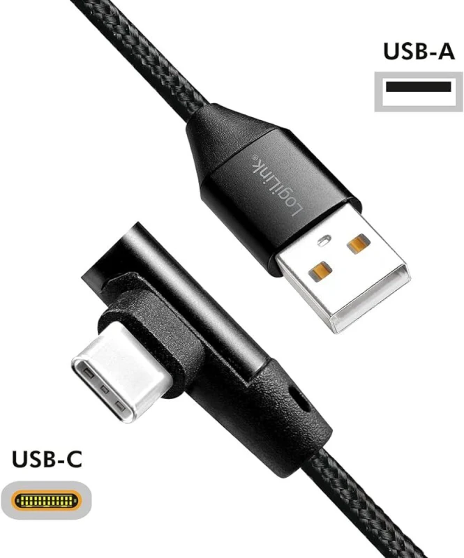 Kabel usb 2.0 kątowy Logilink CU0137, USB-A męski - USB-C męski, 30cm, czarny