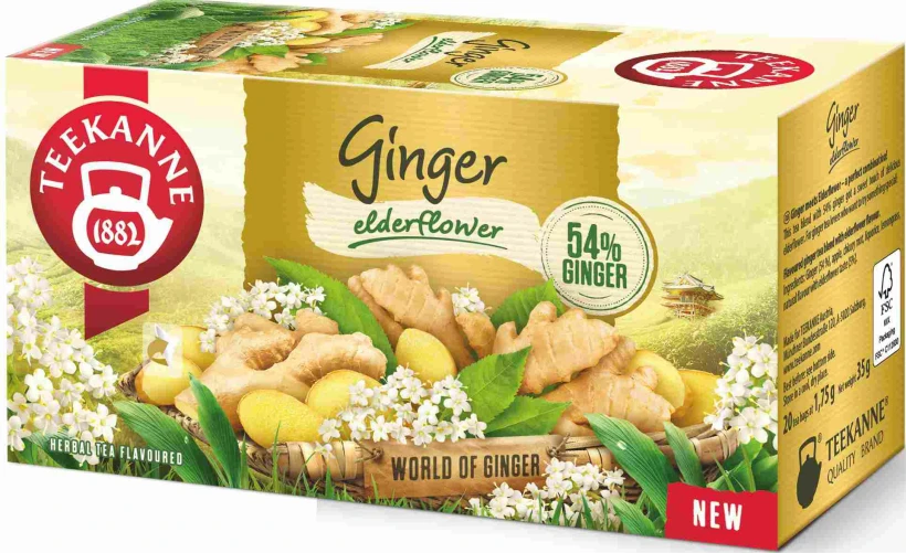 Herbata owocowa w kopertach Teekanne Ginger Elderflower, imbir i kwiat bzu, 20 sztuk x 1.75g