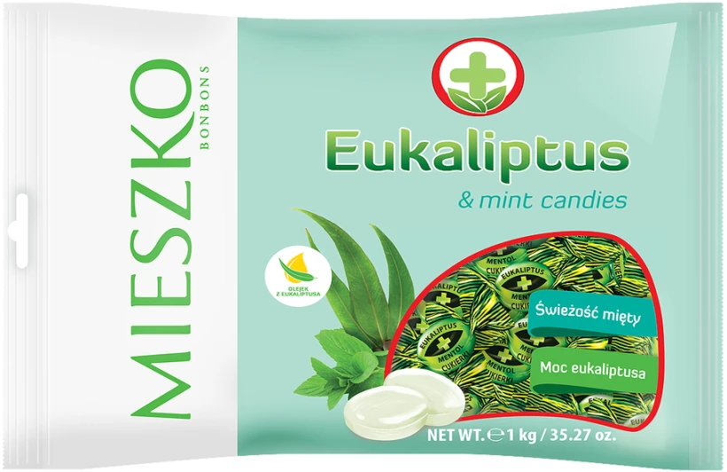 Cukierki Mieszko Eukaliptus, eukaliptusowo-miętowy, 1kg