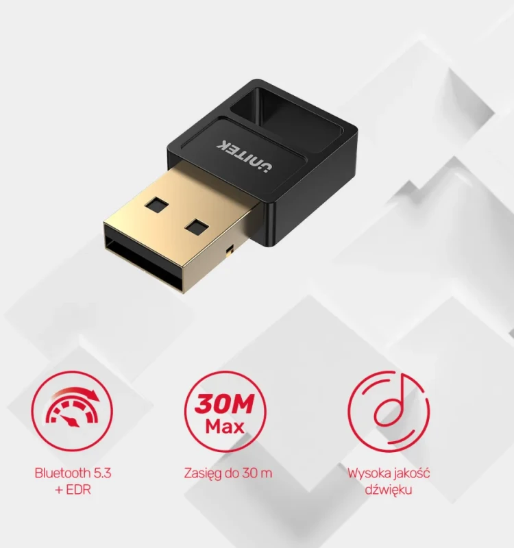 Adapter Bluetooth 5.3 USB-A Unitek B105A, czarny