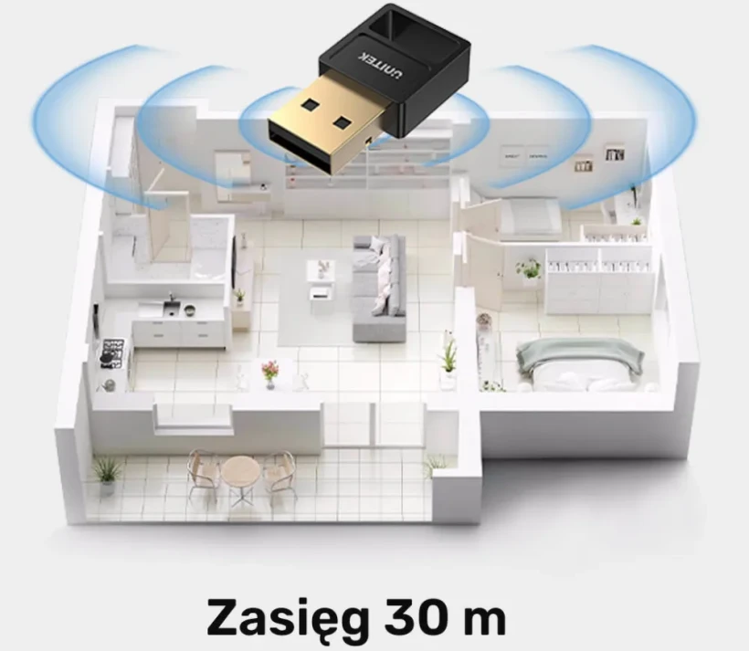 Adapter Bluetooth 5.3 USB-A Unitek B105A, czarny