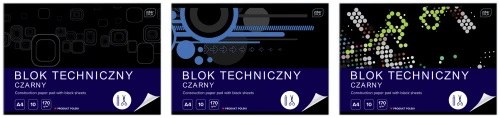 czarny blok techniczny A4 Interdruk