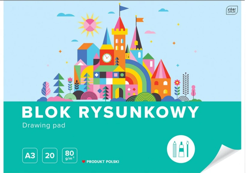 Blok rysunkowy Interdruk, A3, 20 kartek, biały