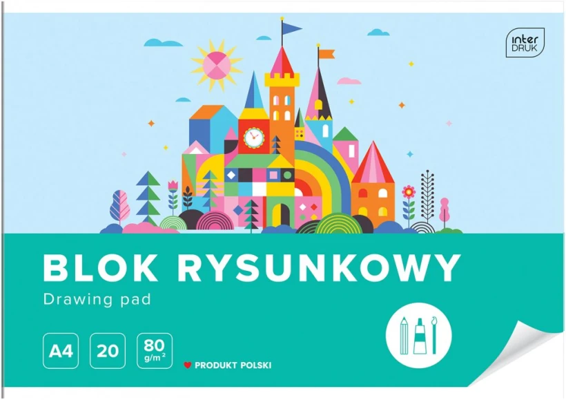 Blok rysunkowy Interdruk, A4, 20 kartek, biały