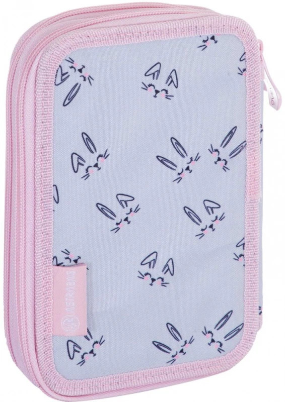 Piórnik 2-komorowy Astra Astrabag Honeybunny, bez wyposażenia, 20.5x13x4.5cm, szaro-różowy