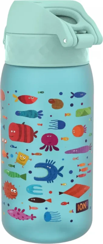 Bidon ION8 Fish, recyclon/tritan, 350ml, niebieski