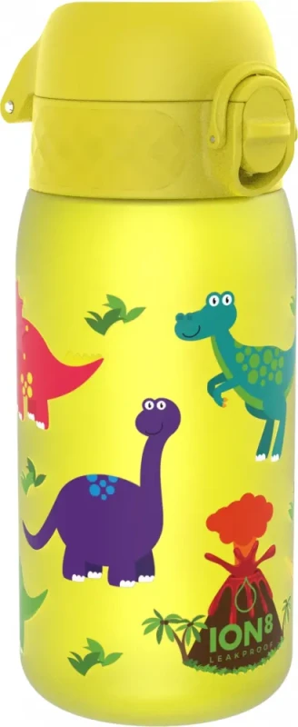 Bidon ION8 Dinosaur, recyclon/tritan, 350ml, żółty