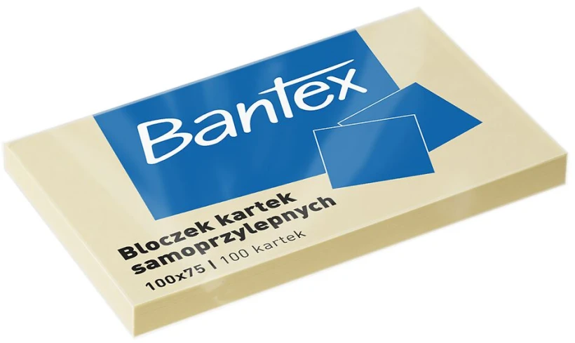 karteczki samoprzylepne Bantex, 100x75mm, 100 karteczek, żółty