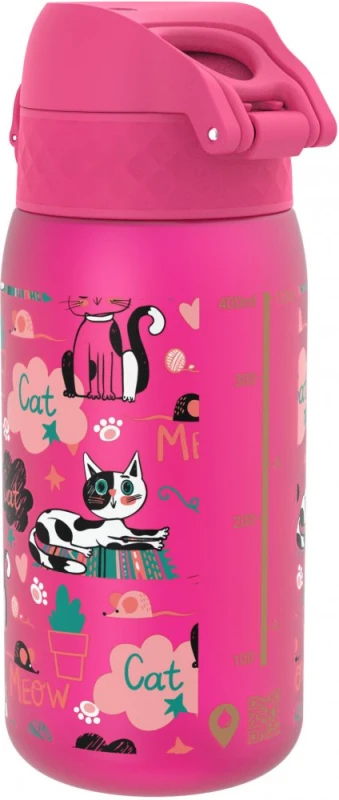 Butelka ION8 Cats, 400ml, różowy neonowy