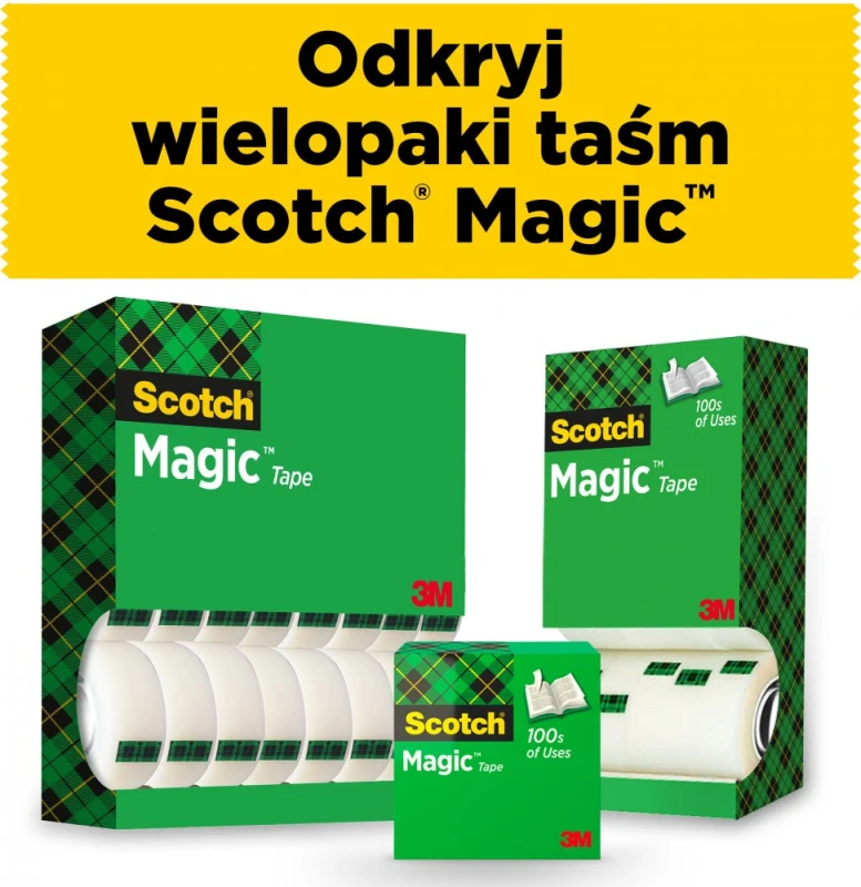 Taśma klejąca Scotch Magic, 19mmx33m, 8 sztuk, przezroczysty