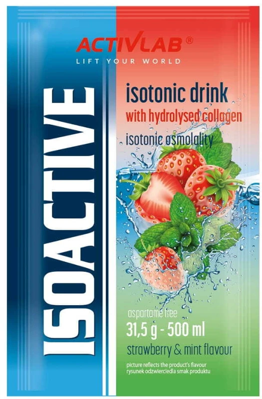 Napój izotoniczny Activlab Isoactive, w saszetkach, truskawka-mięta, 20 sztuk x 31.50g