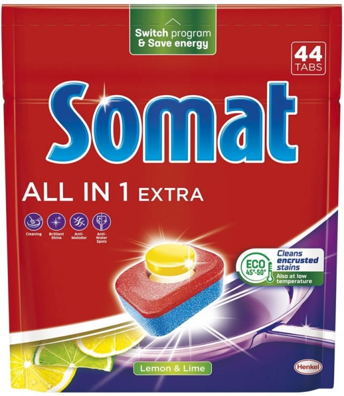 Tabletki do zmywarki Somat All in One Extra, lemon&amp;lime, 44 sztuki