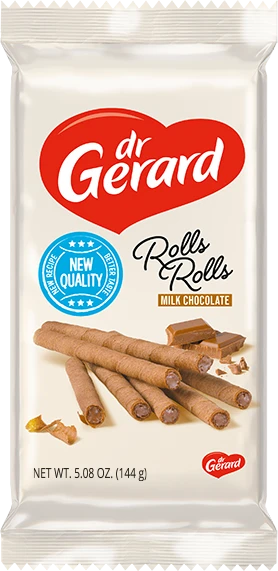 Rurki waflowe Dr Gerard Rolls Rolls Mleczna Czekolada, z kremem mleczna czekolada, 144g