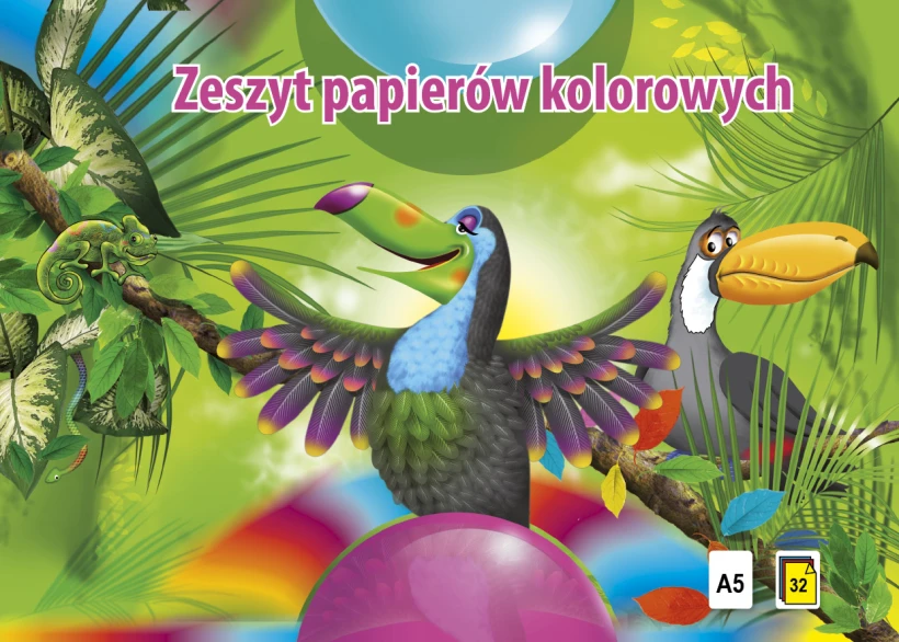 Zeszyt papierów kolorowych Kreska, A5, 32 kartki, mix kolorów