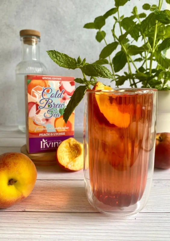 Herbata owocowo-ziołowa w kopertach Irving Cold Brew Tea, na zimno, brzoskwinia i liczi, 20 sztuk x 1.8g