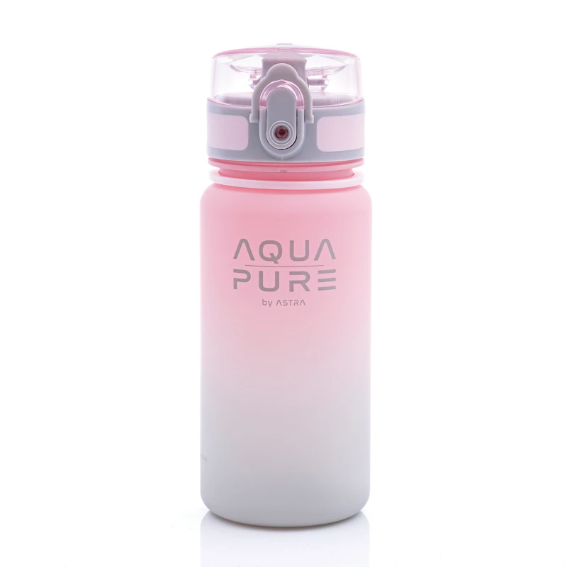 Bidon Astra Aqua Pure, tritan, 400ml, różowo-szary