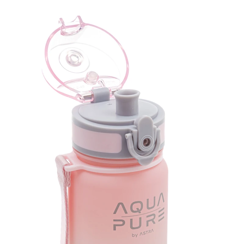 Bidon Astra Aqua Pure, tritan, 400ml, różowo-szary