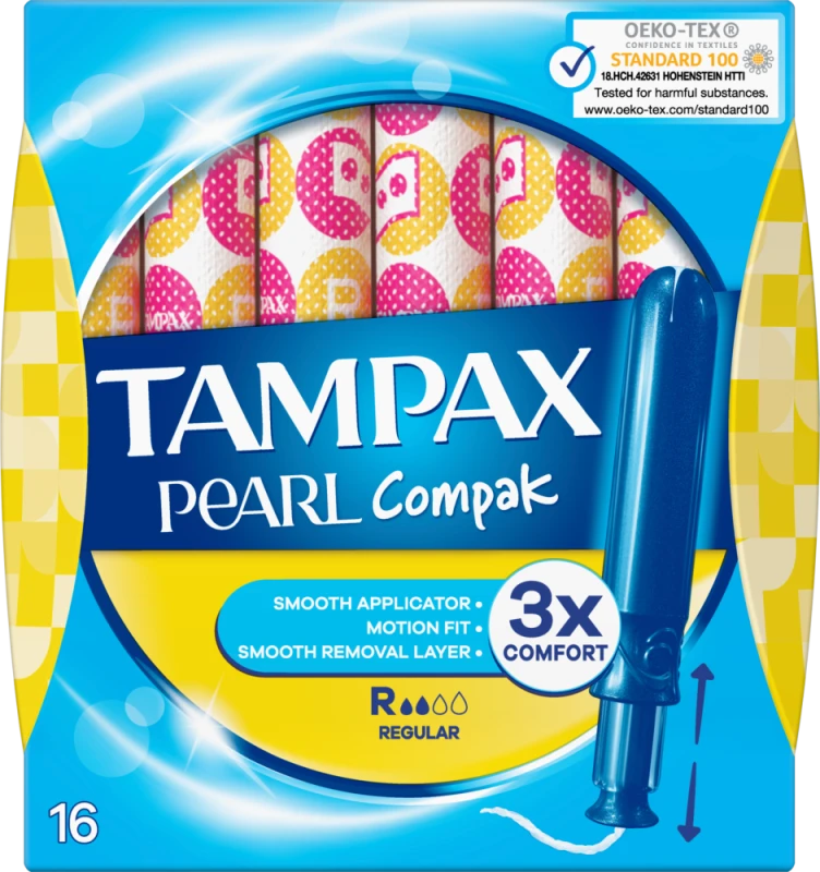 Tampony Tampax Pearl Compak Regular, z aplikatorem, 16 sztuk