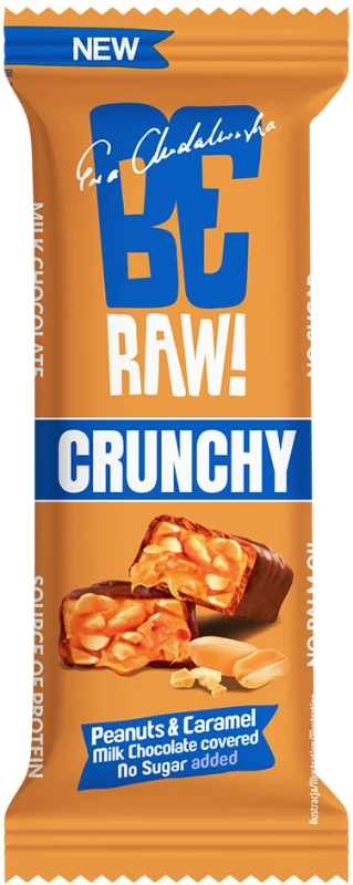 Baton BeRAW Crunchy, Peanuts &amp; Caramel, 40g