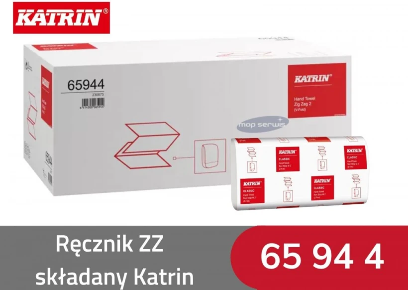 Ręcznik papierowy Katrin Classic 65944, dwuwarstwowy,  w składce ZZ, 20x150 składek, biały