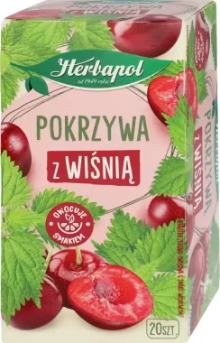 Herbata ziołowo-owocowa w torebkach Herbapol, pokrzywa z wiśnią, 20 sztuk