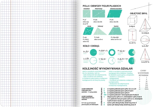 Zeszyt przedmiotowy w kratkę TOP 2000 Matematyka, ze ściągami, A5, 60 kartek, czarny