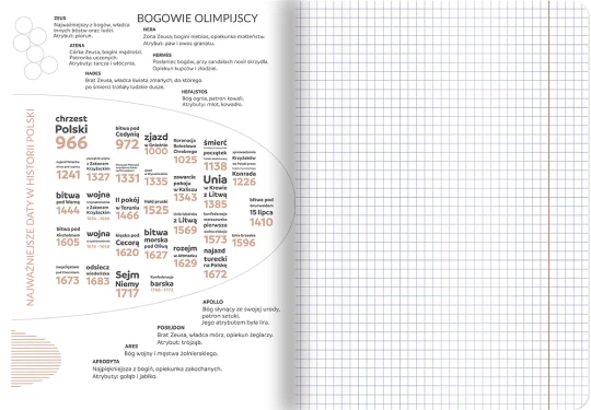 Zeszyt przedmiotowy w kratkę TOP 2000 Historia, ze ściągami, A5, 60 kartek, czarny