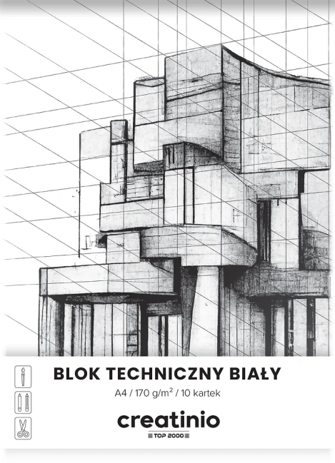 Blok techniczny TOP 2000 Creatino, A4, 10 kartek, biały