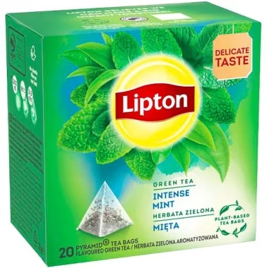 Herbata zielona smakowa w piramidkach Lipton, z miętą, 20 sztuk