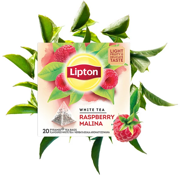 Herbata biała smakowa w piramidkach Lipton, malina, 20 sztuk x 1.5g