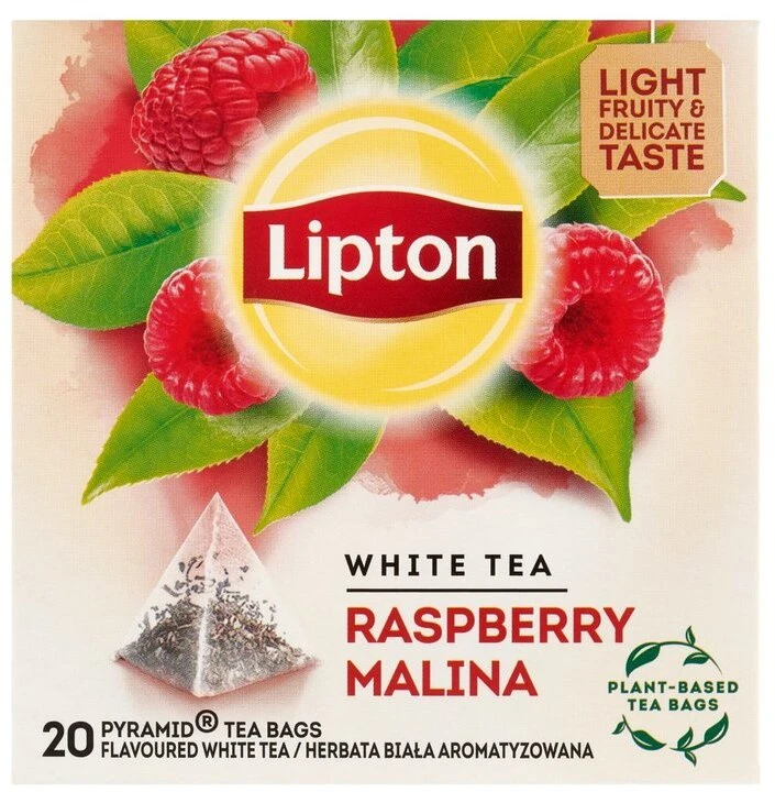 Herbata biała smakowa w piramidkach Lipton, malina, 20 sztuk x 1.5g