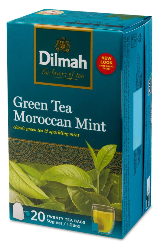 Herbata zielona smakowa w torebkach Dilmah, Moroccan Mint Green Tea, mięta, 20 sztuk x 1.5g