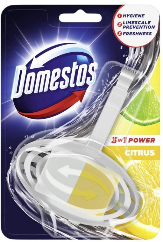 Kostka do WC z koszyczkiem Domestos, 3w1, Citrus, 35g