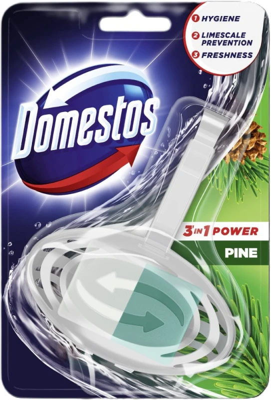 Kostka do WC z koszyczkiem Domestos, 3w1, Pine, 35g