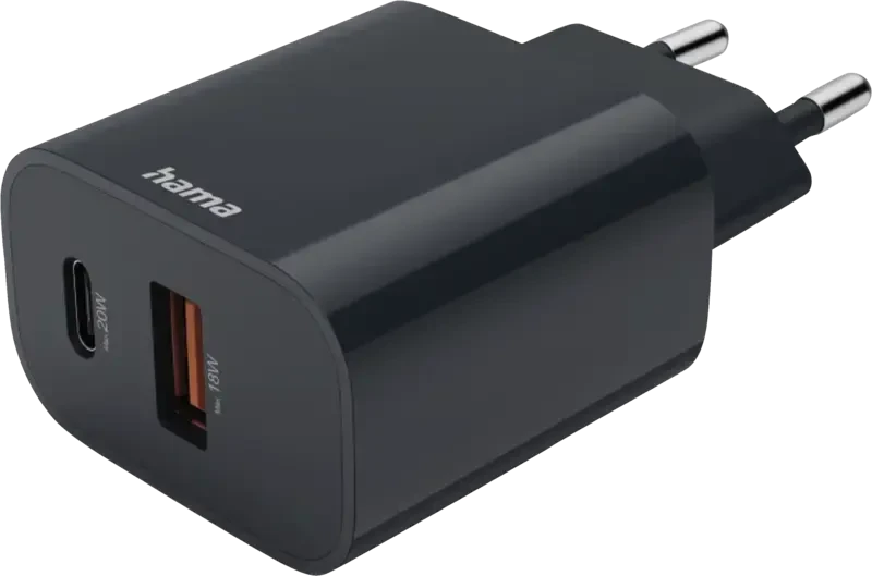 	 Ładowarka do telefonu Hama, Power Delivery, USB-C/USB-A, 20W, antracyt