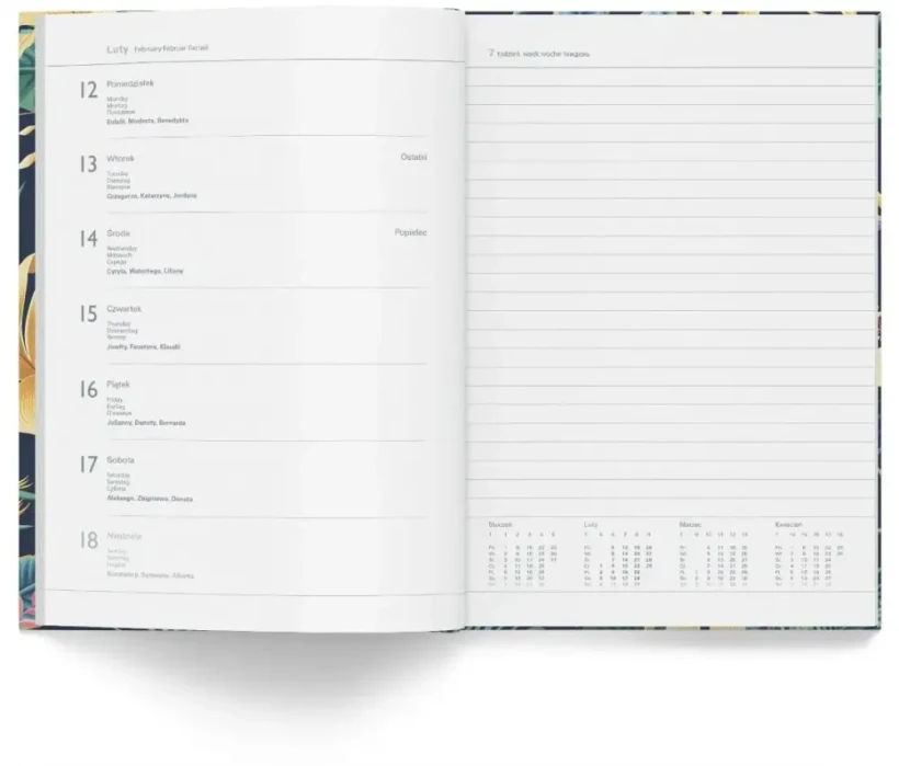 	 Kalendarz książkowy 2025, Herlitz, Hibiskus, A5, tygodniowy, 68 kartek, wielokolorowy