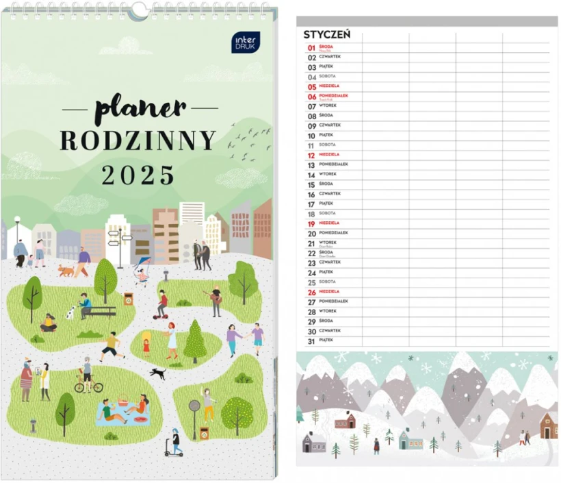 Kalendarz ścienny 2025, Interdruk, planer rodzinny, 250x430mm, razem