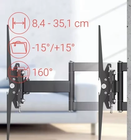 Uchwyt do monitora LCD/LED Hama, do 40kg, Vesa 400x400, 32-65", czarny