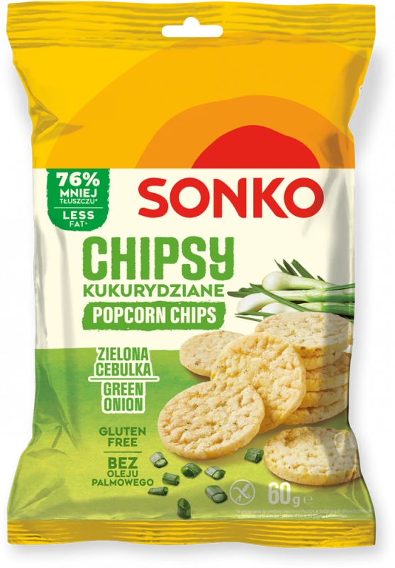 Chipsy kukurydziane Sonko, zielona cebulka, 60g