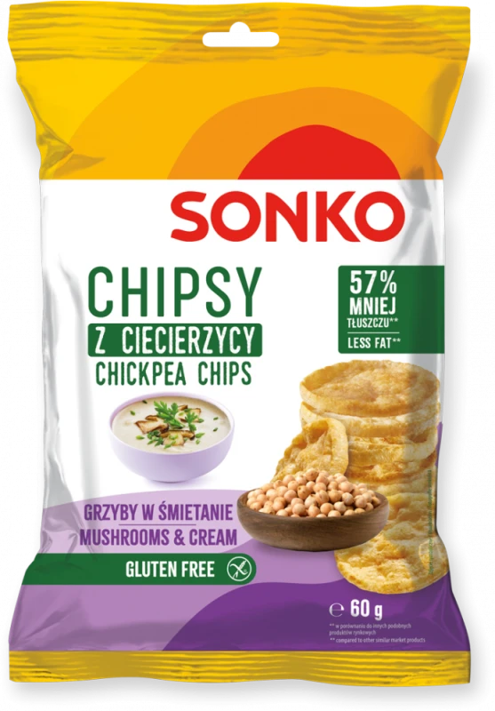 Chipsy z ciecierzycy Sonko, grzyby w śmietanie, 60g