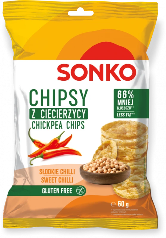 Chipsy z ciecierzycy Sonko, słodkie chili, 60g